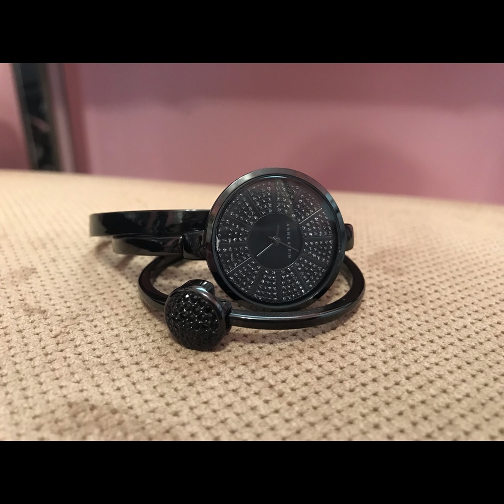BLACK Anne Klein watch and bracelet set